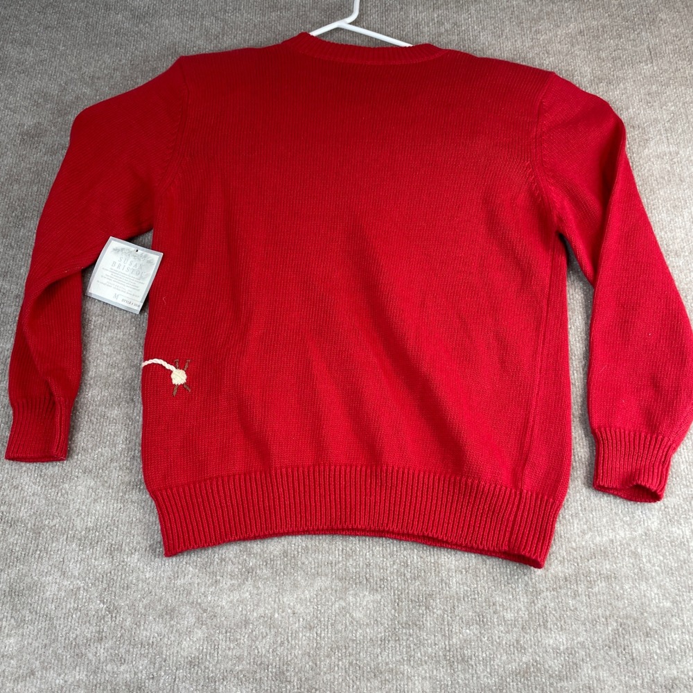 Susan Bristol Red Hand Embroidered Sweater M Mittens Jumpers USA - Picture 10 of 14
